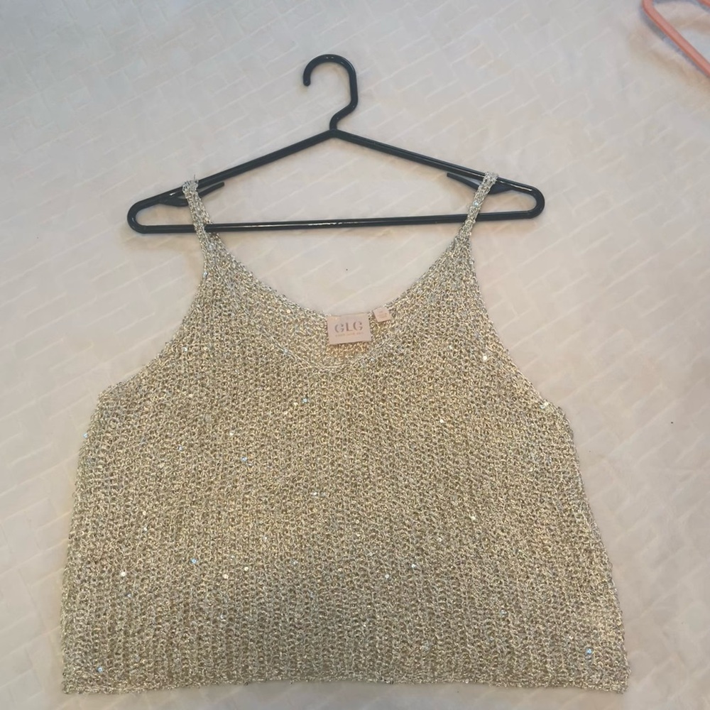 Elle Sparkling Gold Camisole Top